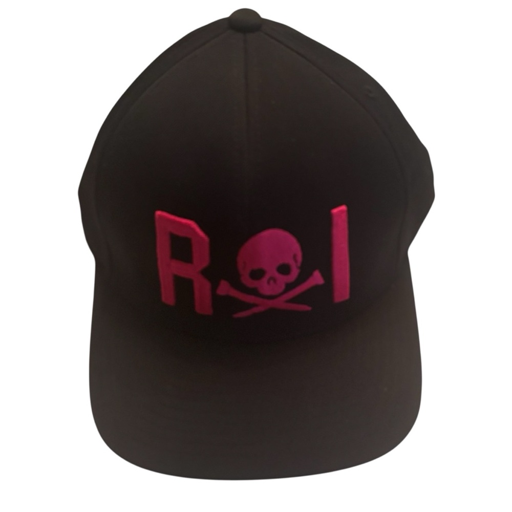 G/FORE Golf Hat Black Onyx Pink Skull & T flex 110 Snapback Baseball Cap OSFA